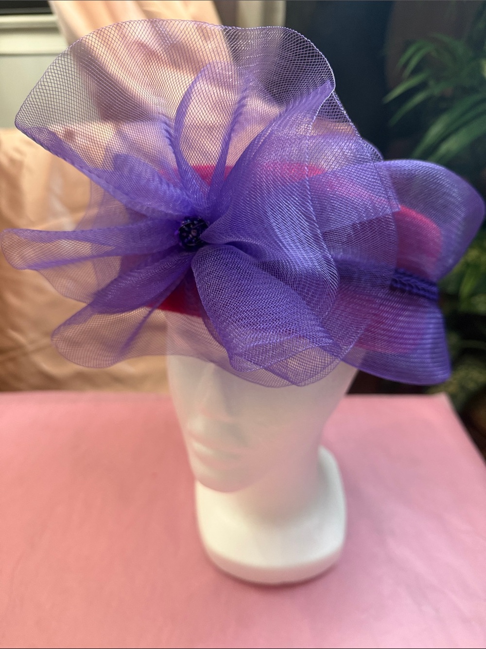 Elegant Vintage Purple Mesh Flower Headband for Women